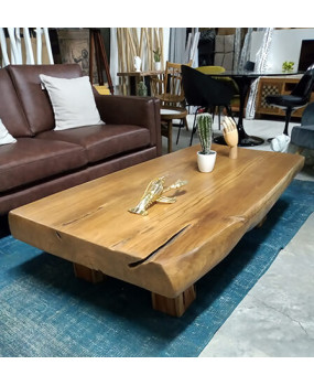 Mesa de centro de madera de teca natural maciza