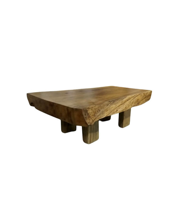 Mesa de centro de bloques de madera de teca natural