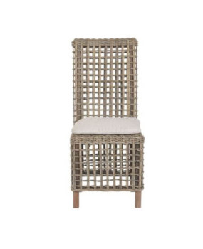 Mahogany and Woven Rattan Dining Chair - Dining chairs - Cactus Home Decor