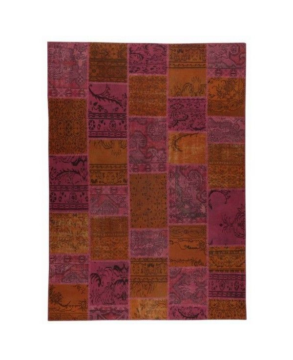 Alfombra Patchwork naranja y rosa